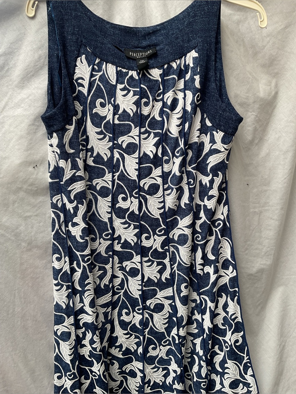 Perceptions Navy Floral Sleeveless A-Line Dress